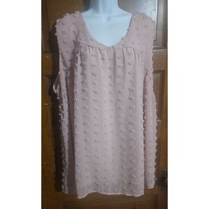 Plus Size Woman's Swiss Dot Baby Doll Sleeveless Top